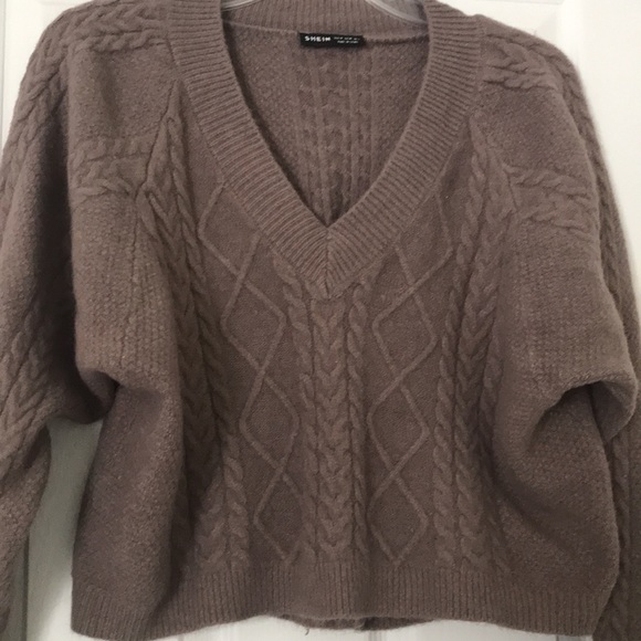 😍SHEIN Taupe V-Neck Gorgeous Sweater😍 - Picture 2 of 5